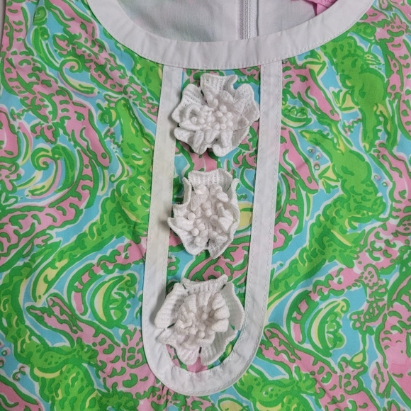 Lilly Pulitzer Green and Pink Sleeveless Girls Dress. - Picture 4 of 12